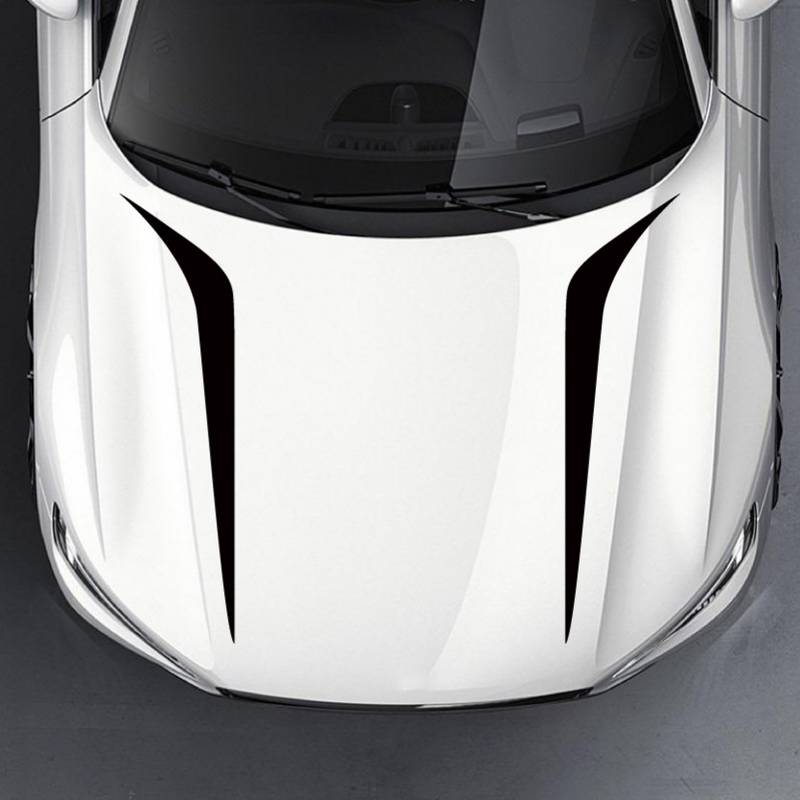 Set 2 stickere autoadezive Tuning, model „Hood Stripes V2”, dimensiune 100 x 26 cm, culoare Neagra