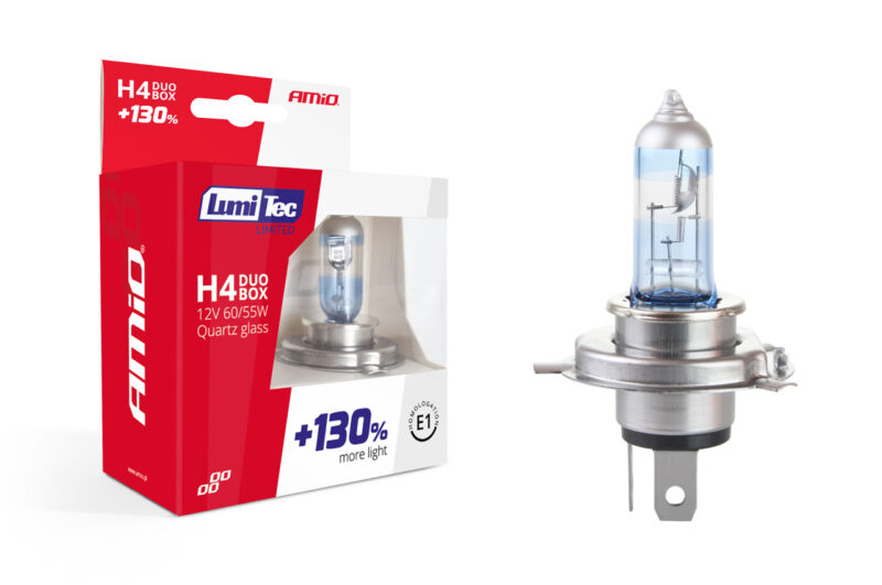 Set becuri cu halogen H4 12V 60 / 55W LumiTec limited + 130% duo box