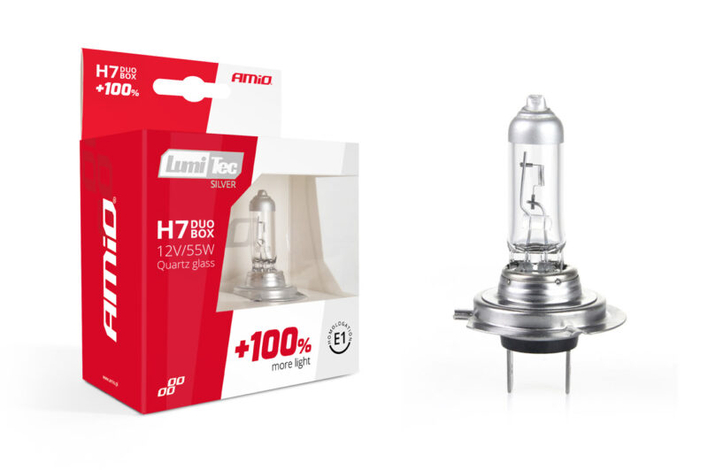 Set becuri cu halogen H7 12V 55W LumiTec silver + 100% duo box
