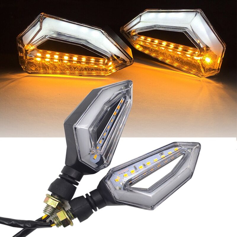 Set 2 lampi Semnalizare Moto cu led, cu 2 functii, pozitie si semnalizare, 12V