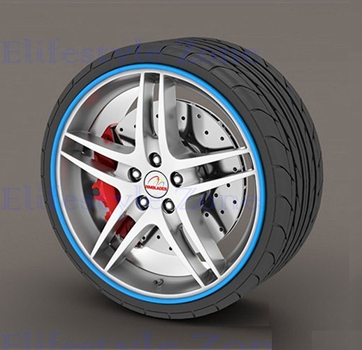 Set protectie jante, calitate Premium, 4 inele din plastic, culoare albastru