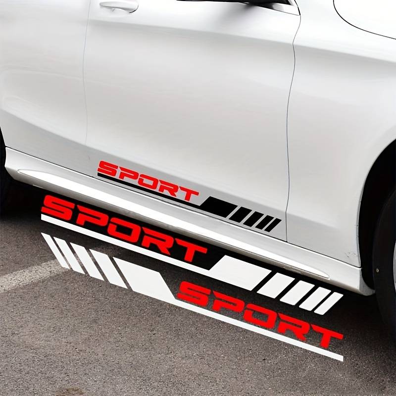 Set 2 stickere autoadezive Tuning in doua culori, model „Racing Stripes V3”, dimensiune 58 cm, culoare Negru + Rosu