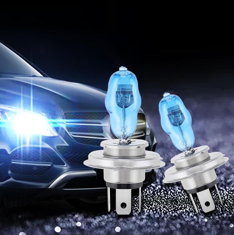 Set 2 becuri halogen H4 – P43 „Hod hi-power”, putere 90/100W, lumina alba 5000K, 12V, imitatie xenon, cu mufe ceramice