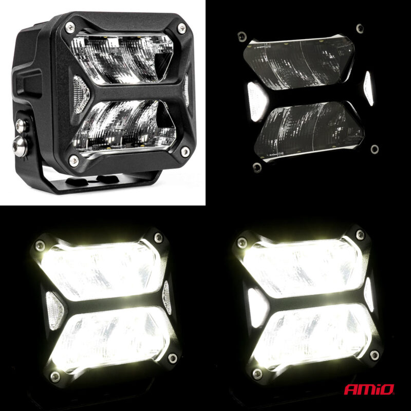 Proiector LED „Pro series” cu doua functii pentru Off-Road, atv, ssv, putere 58W, 7200lm, culoare 6000K, tensiune 10-30V, dimensiuni 107 x 102 x 86 mm