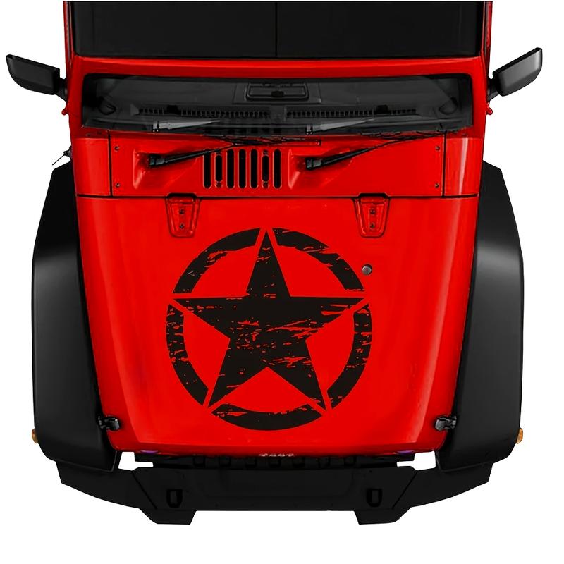 Sticker autoadeziv pentru vehicule Off Road, model „Rusted Army Star”, dimensiune 50 x 50 cm, culoare Neagra