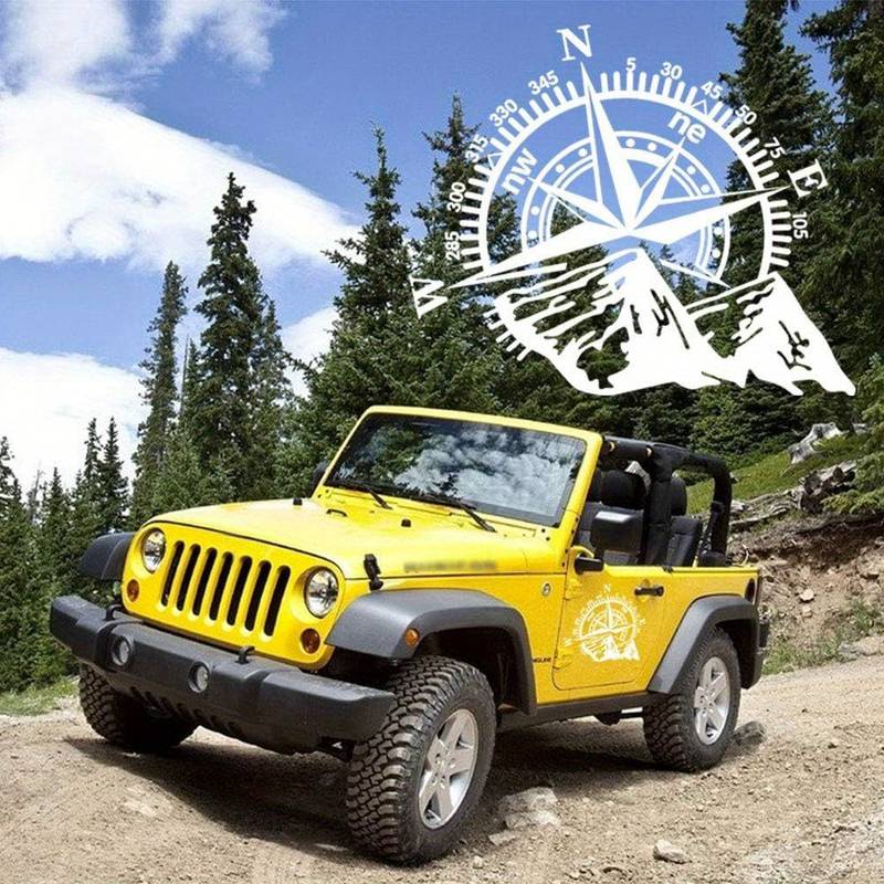 Sticker autoadeziv pentru vehicule Off Road, model „Kompass”, dimensiune 44 x 55 cm, culoare Alba