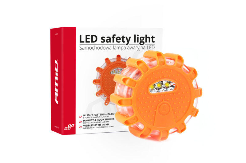 Lampa LED de urgenta pentru siguranta rutiera cu baza magnetica si functie de lanterna