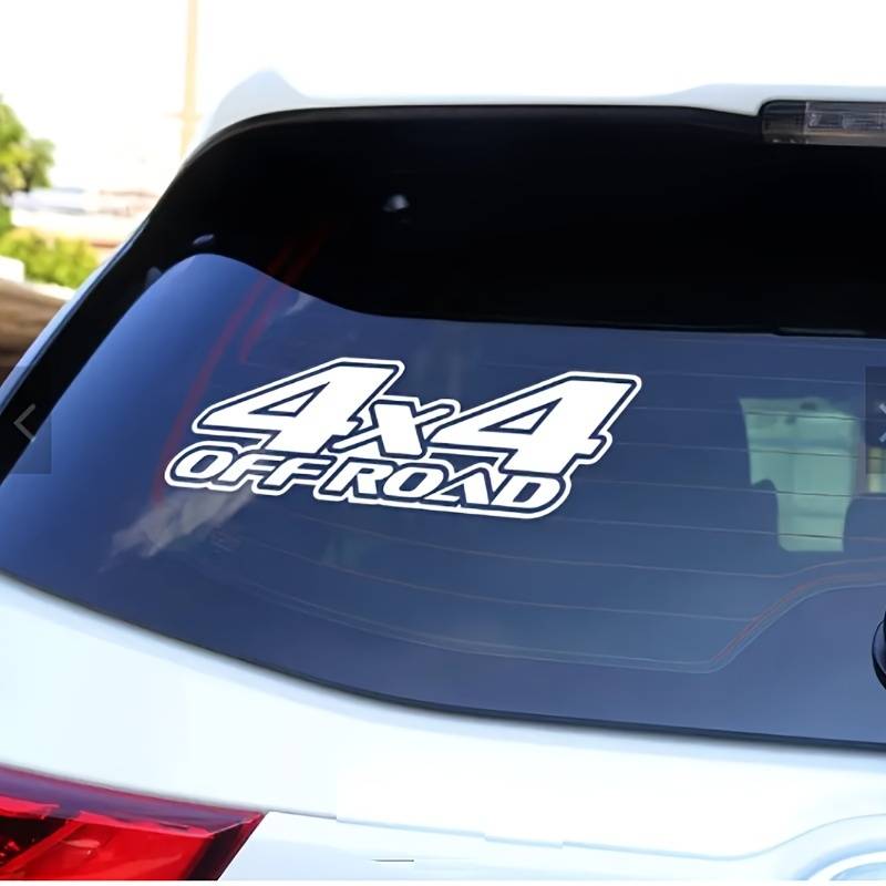 Sticker autoadeziv pentru vehicule Off Road, model „4×4 Off Road”, dimensiune 29 x 11 cm, culoare Alba