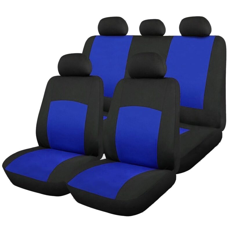 Huse Scaun Auto, 9 piese, universale, culoare Albastru-Negru