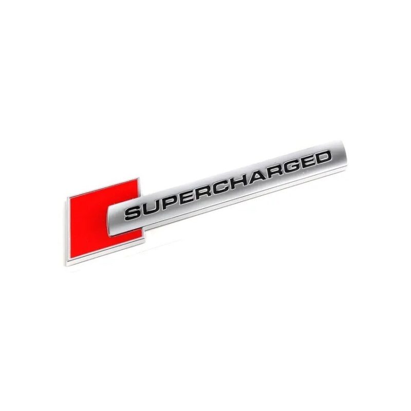 Emblema auto model „Supercharged”, reliefata 3D, dimensiune 10 x 1 cm