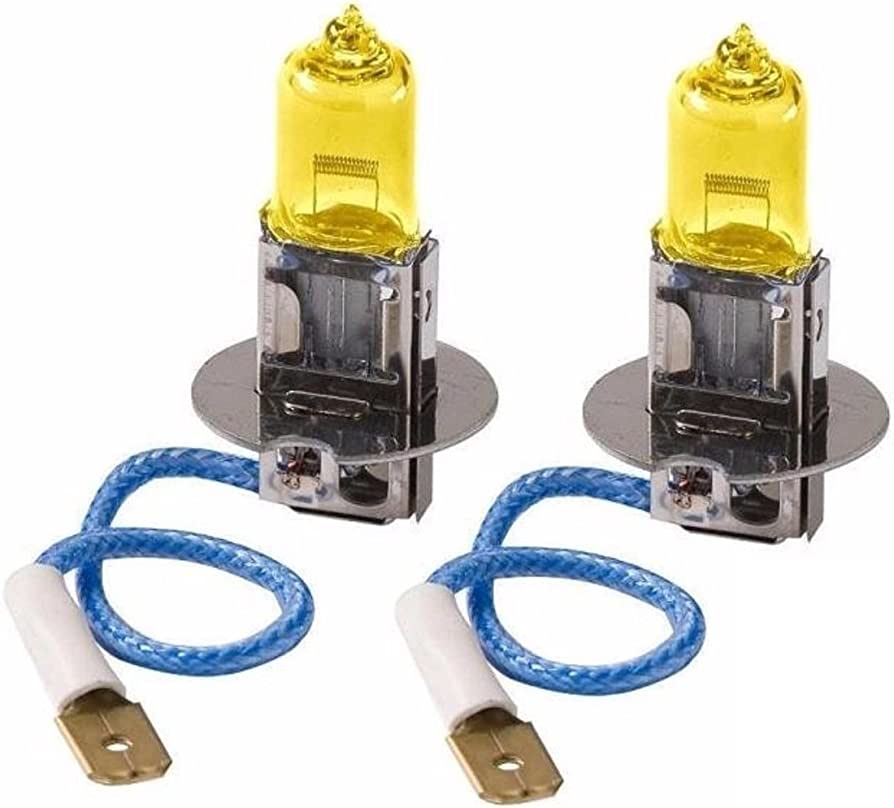 Set 2 becuri H3 pentru proiectoare de ceata, culoare galbena, 12V, 55W