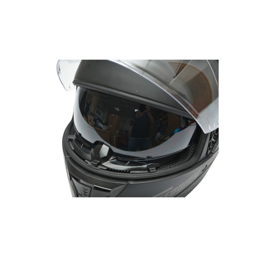 Casca moto integrala negru mat cu viziera transparenta si ochelari de soare, marimea L, model Arcane II