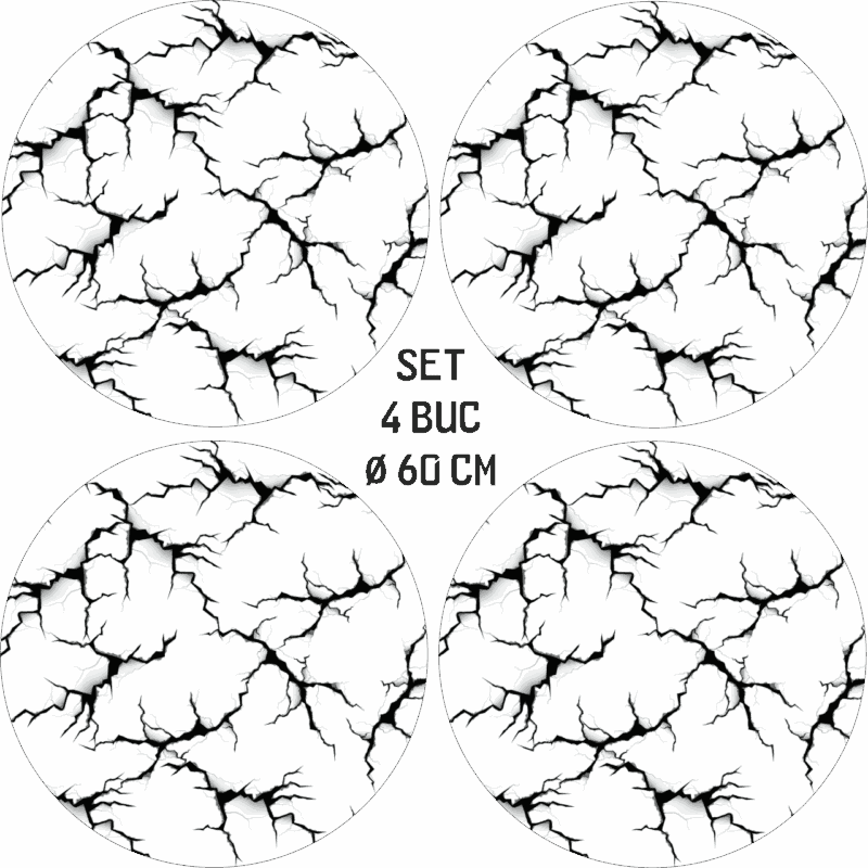 Set 4 Folii Imprimate Outdoor cu EcoSolvent, autoadezive, pentru decorarea jantelor auto, dimetru 60 cm, model FJT-11