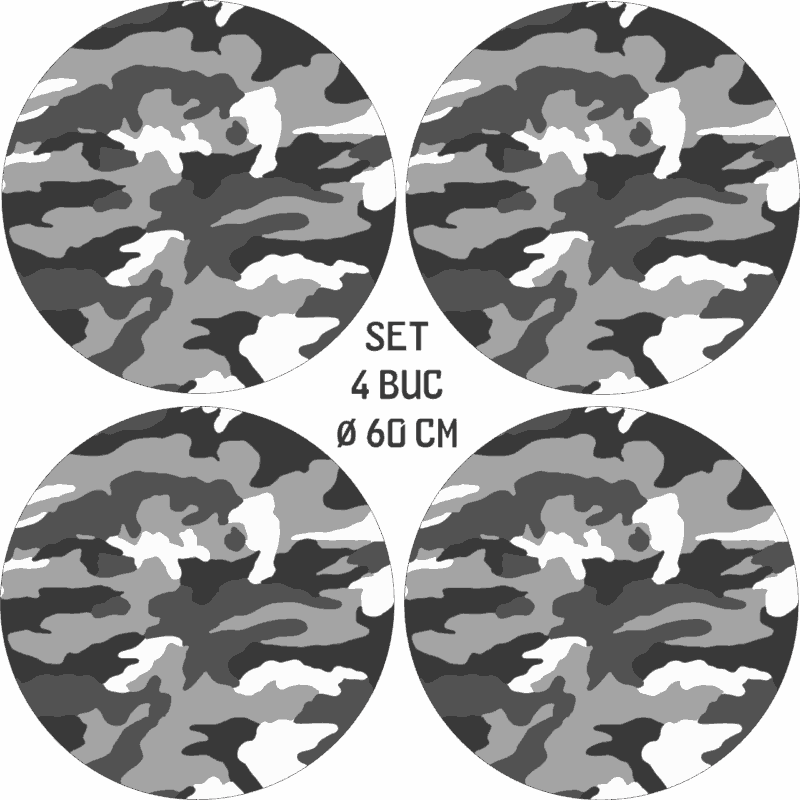 Set 4 Folii Imprimate Outdoor cu EcoSolvent, autoadezive, pentru decorarea jantelor auto, dimetru 60 cm, model FJT-24