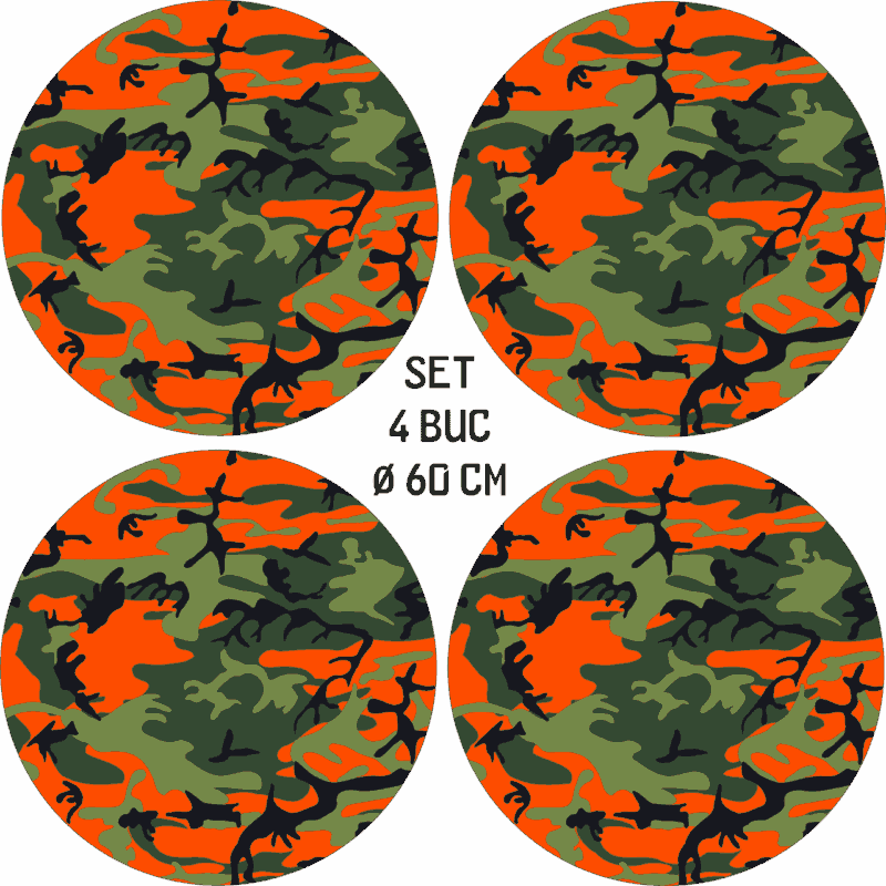 Set 4 Folii Imprimate Outdoor cu EcoSolvent, autoadezive, pentru decorarea jantelor auto, dimetru 60 cm, model FJT-29