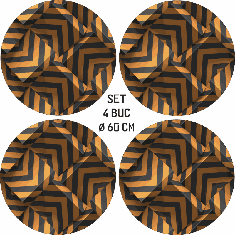 Set 4 Folii Imprimate Outdoor cu EcoSolvent, autoadezive, pentru decorarea jantelor auto, dimetru 60 cm, model FJT-30