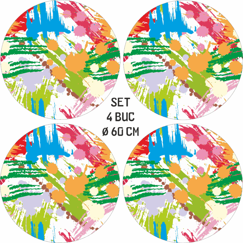 Set 4 Folii Imprimate Outdoor cu EcoSolvent, autoadezive, pentru decorarea jantelor auto, dimetru 60 cm, model FJT-33