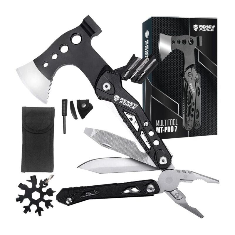 Unealta de supravietuire 17-in-1, model „Black Axe Multi-tool” pentru camping, calatorii, offroad, atv, ssv, model avx-wt-mt-pro-7