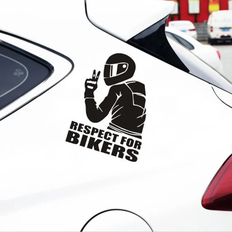 Sticker autoadeziv pentru vehicule Off Road, model „Respect For Bikers”, dimensiune 17 x 12 cm, culoare Neagra