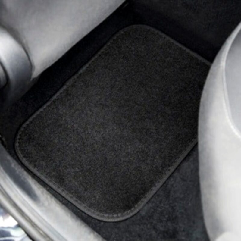 Set Auto Essential avex – 5 piese, Covorase Universale Mocheta + Husa Volan Piele Ecologica Perforata, Negru