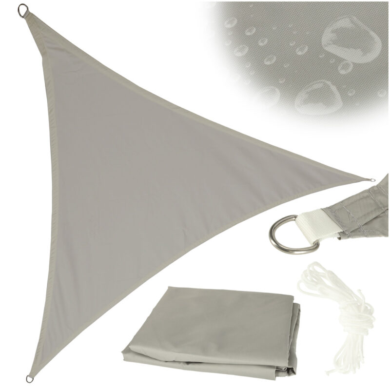 Umbrar de gradina triunghiular, impermeabil, culoare Gri, dimensiune 3 x 3 x 3 m