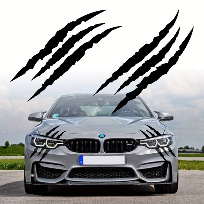 Set 2 stickere autoadezive Tuning, model „Monster Scratches”, dimensiune 37 x 9 cm, culoare Negru