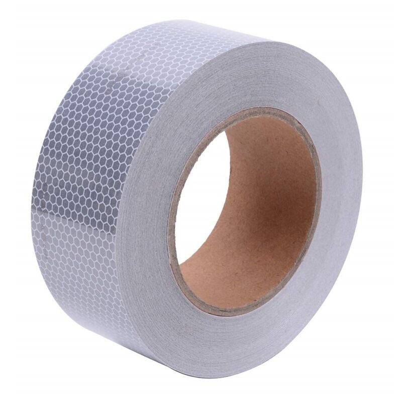 Banda reflectorizanta adeziva tip fagure – alba (rola 5cm x 25m)