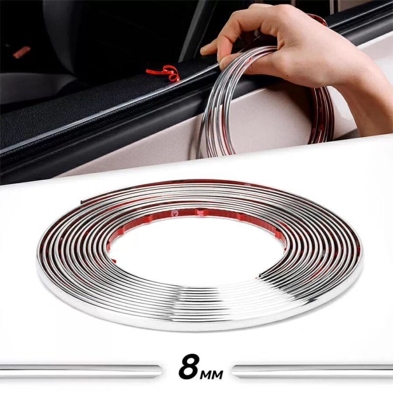 Rola Ornament autoadeziv, 8mm x 15m, culoare Crom silver