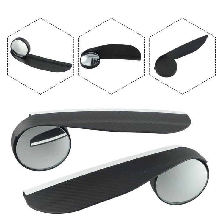 Set 2 buc. Oglinzi „Unghi Mort” cu protectie ploaie, finisaj Carbon, culoare Neagra