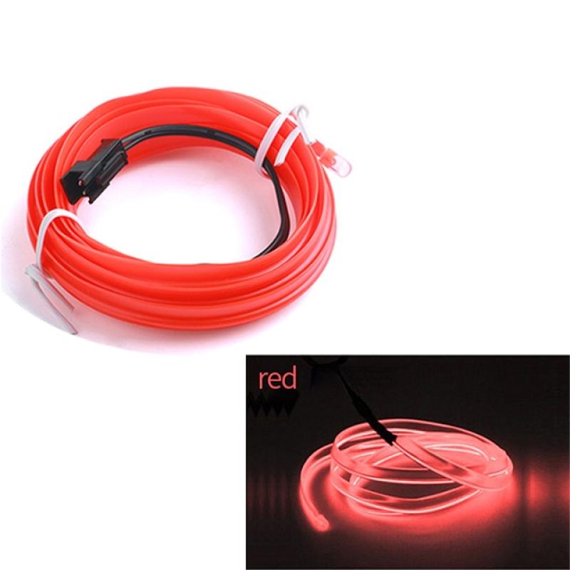 Fir Neon Auto „EL Wire” culoare Rosie, lungime 2M, alimentare 12V, droser inclus