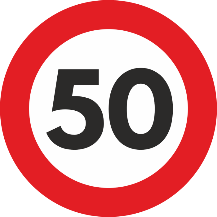 Autocolant Sticker „Limita Viteza” Reflectorizant – 50km/h