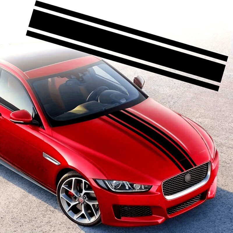 Sticker autoadeziv Tuning, model „Triple Stripes”, dimensiune 125 x 22 cm, culoare Neagra