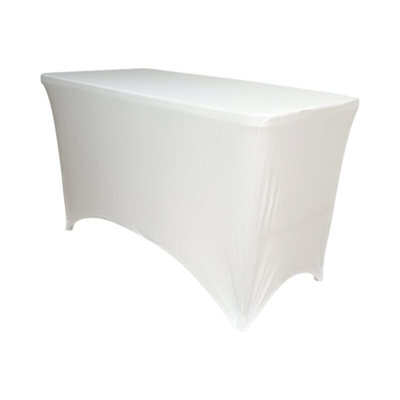 Husa pentru masa dreptunghiulara, culoare alba, elastica, dimensiune 152 x 70 x 74cm