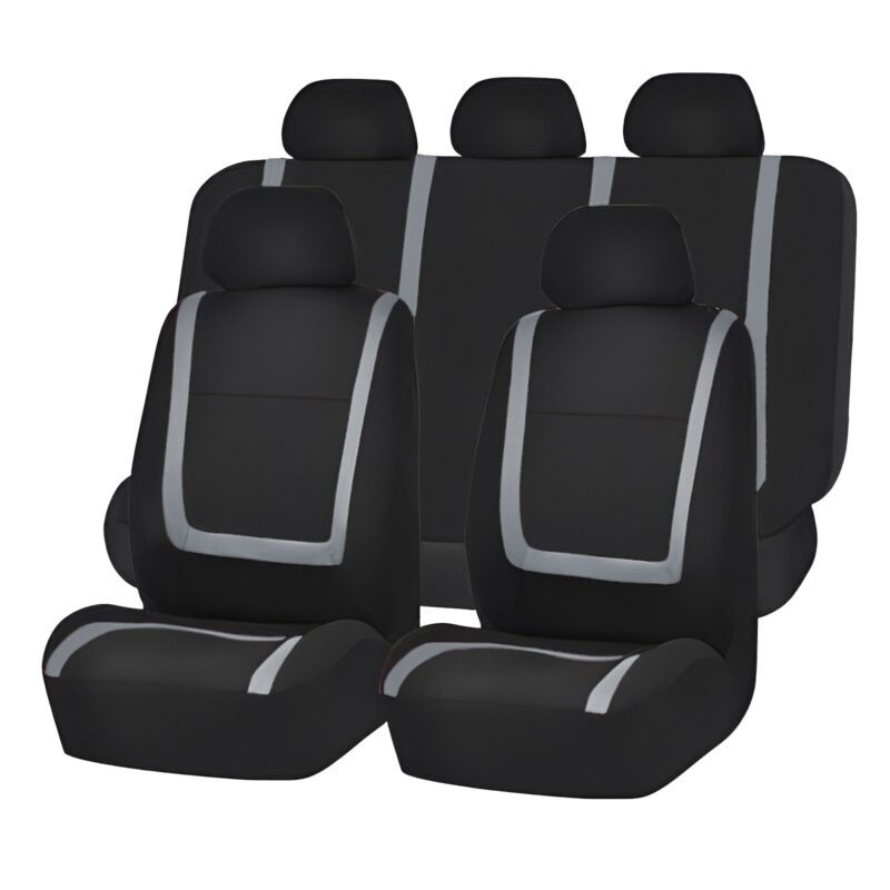 Set huse scaun auto ieftine, Universale 9 piese, model grey line – GRI
