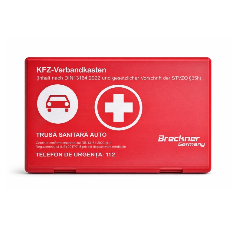 Kit 6 piese „Siguranta Rutiera” compus din Stingator, Trusa Medicala, Triunghi Reflectorizant, Vesta Reflectorizanta si Geanta de depozitare