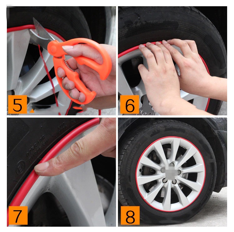 Inele de protectie si decor jante, adezive, din plastic flexibil – PINK
