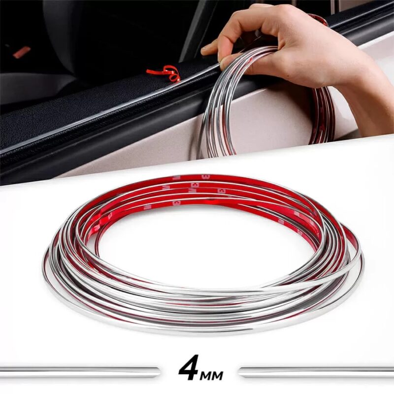 Rola Ornament autoadeziv, 4mm x 15m, culoare Crom silver