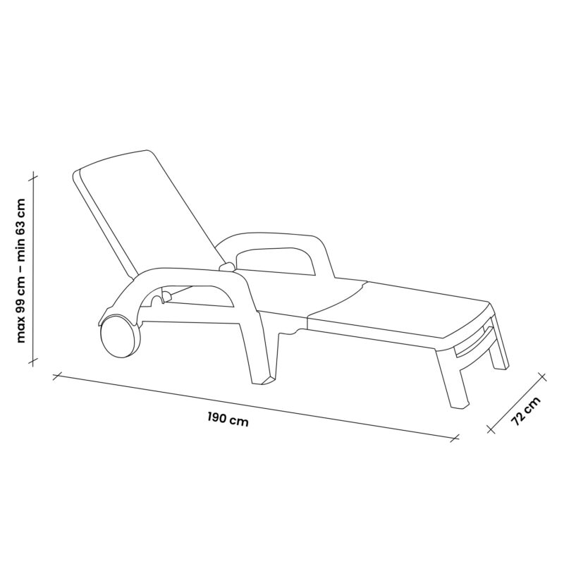 Sezlong de Plaja sau Gradina, reglabil, dimensiune 190 x 60 x 72 cm, material plastic, culoare Alb