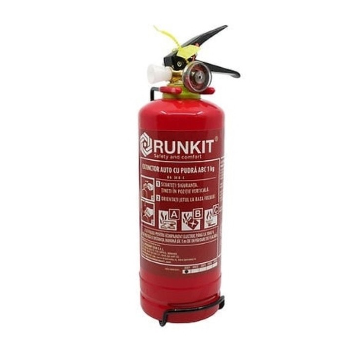 Kit 6 piese „Siguranta Rutiera” compus din Stingator, Trusa Medicala, Triunghi Reflectorizant, Vesta Reflectorizanta si Geanta de depozitare